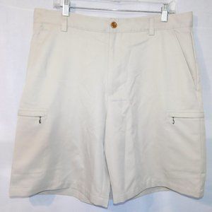 IZOD Golf FlexSwing  Mens 34 Beige Flat front casual Shorts